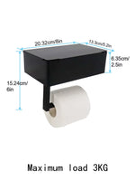 A Black Iron Wall-Mounted Toilet Paper and Wet Wipes Holder for the Bathroom, Complete with Storage Space